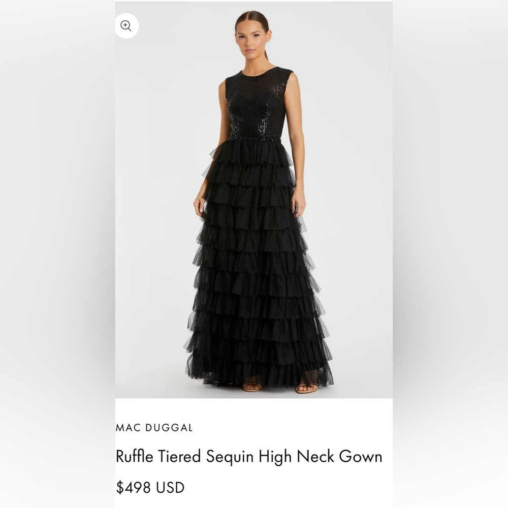 Elegant Black Tiered Evening Gown